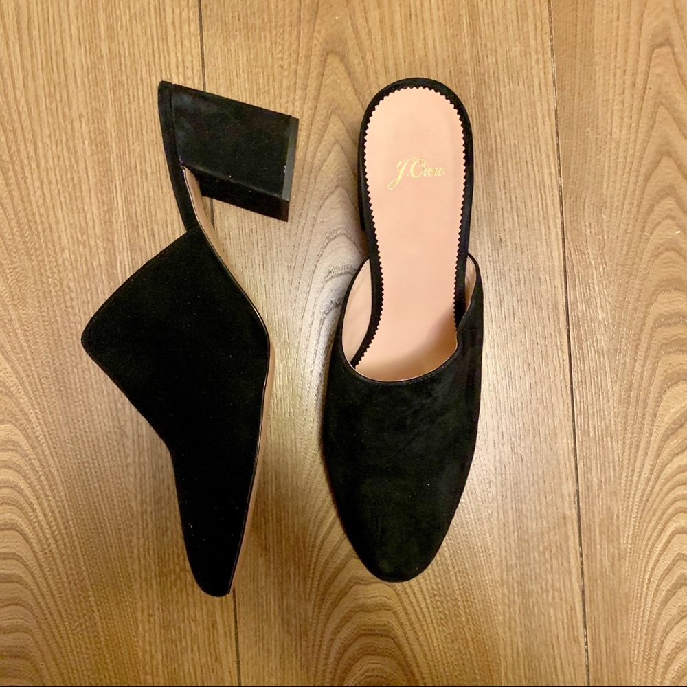 J. Crew black suede mule heel